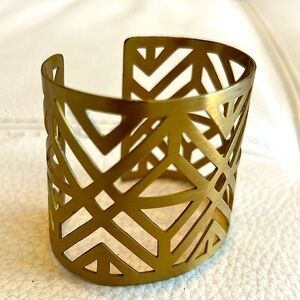 Geometric Cut Out Brushed Gold Cuff